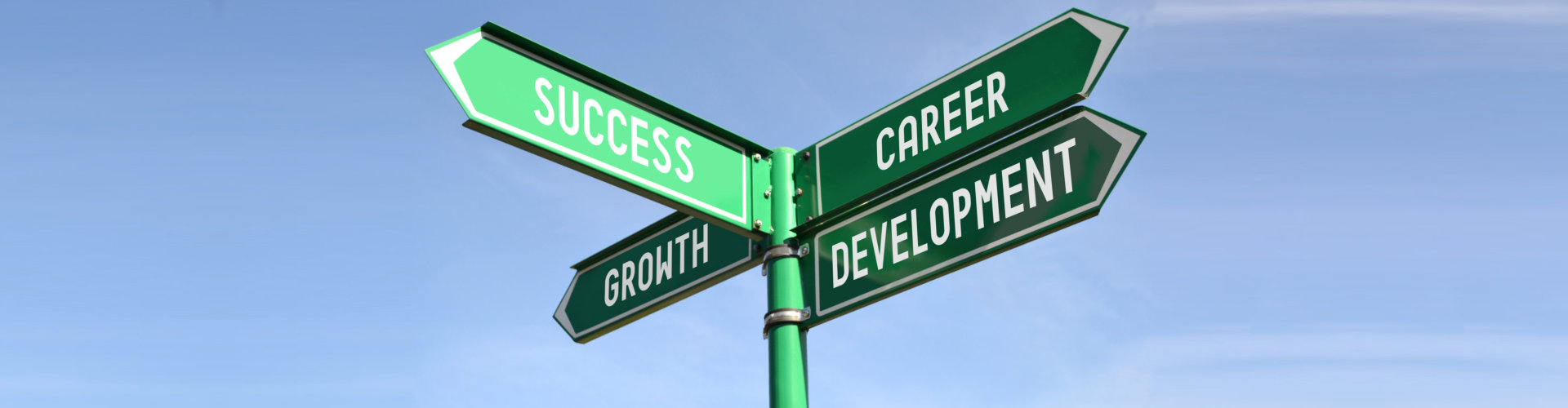 Success, growth, career, development signpost